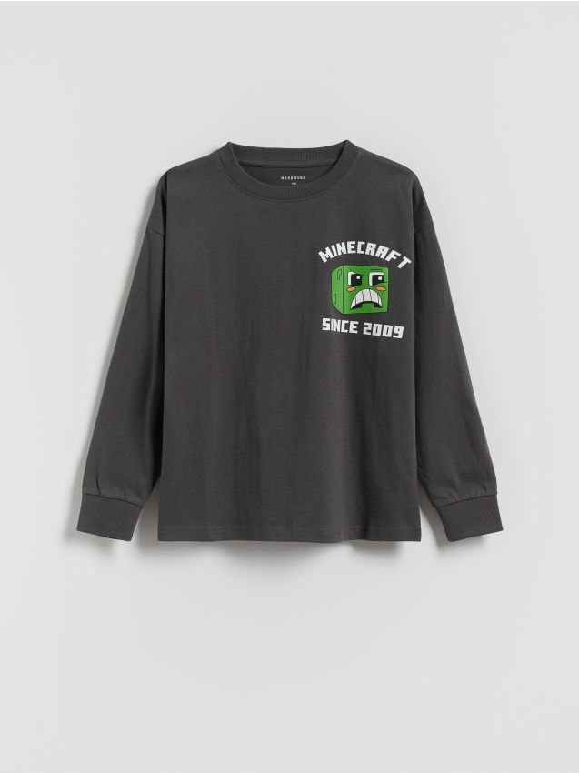 Reserved - Tricou cu mânecă lungă Minecraft - gri-închis