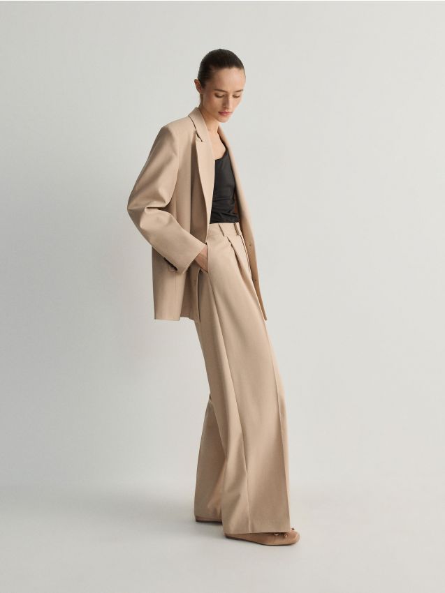 Pressed crease viscose blend trousers - RESERVED