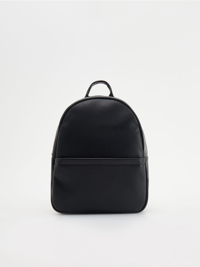 Black & White Check Faux-Leather Medium Backpack