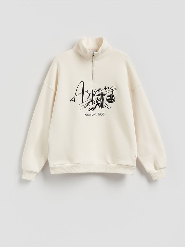 Reserved - Bluză sport cu imprimeu - nude