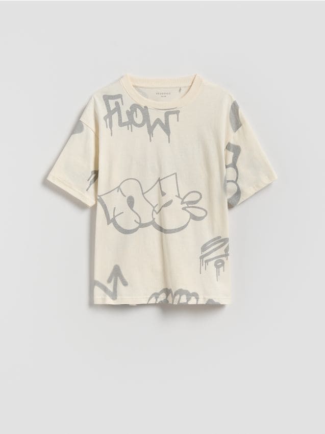 Cotton T-shirt with print - RESERVED