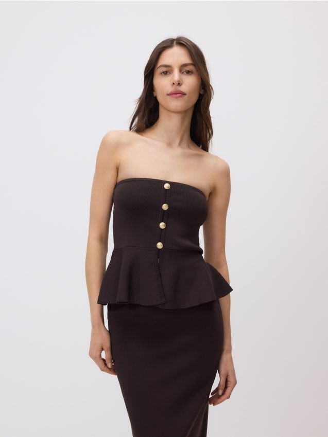 Cropped cami top with peplum hem - RESERVED