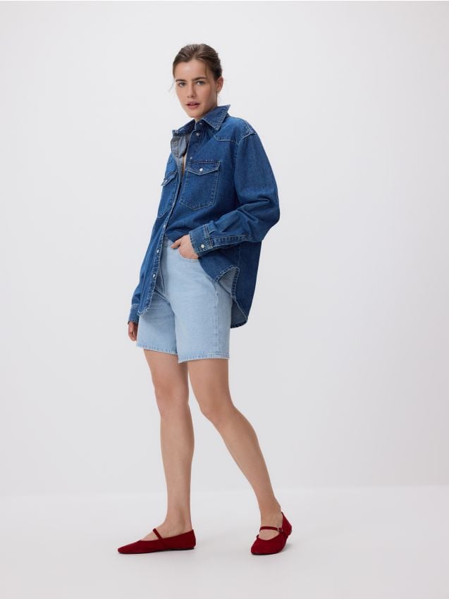 Reserved - Cămaşă de blugi oversize - albastru