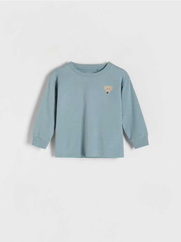 Reserved - tricou oversized cu mânecă lungă - albastru
