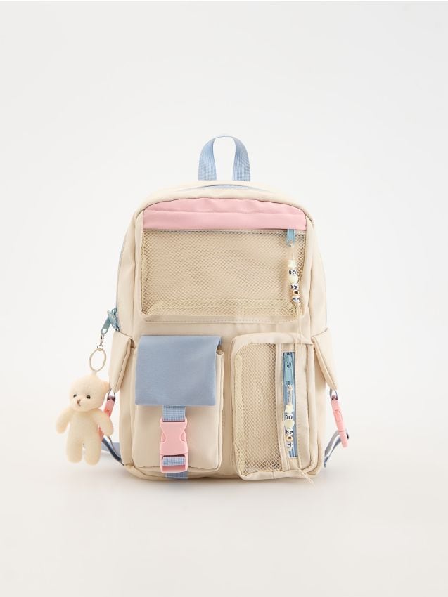 Reserved - rucsac din materiale combinate - galben-pal