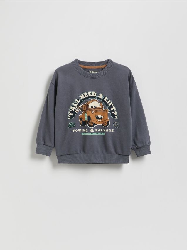 Reserved - Tricou Cars din bumbac cu mânecă lungă - gri-închis