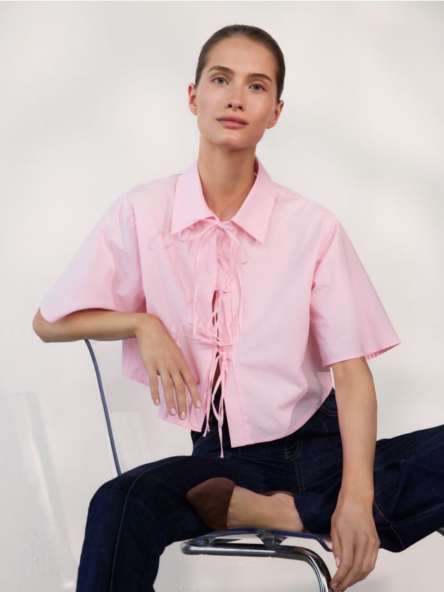 Shirt with tie detail - RESERVED