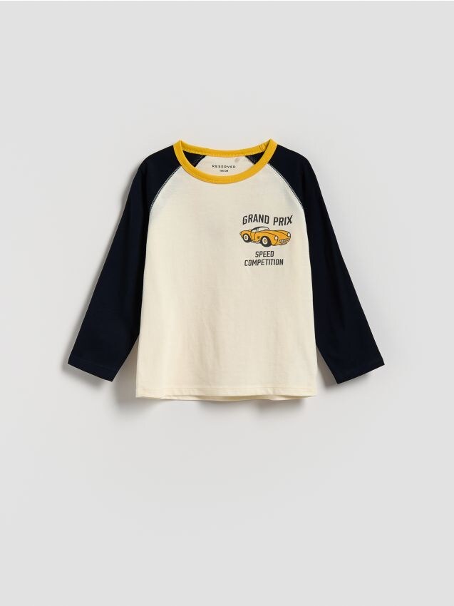 Reserved - Tricou cu mânecă lungă, din bumbac - crem