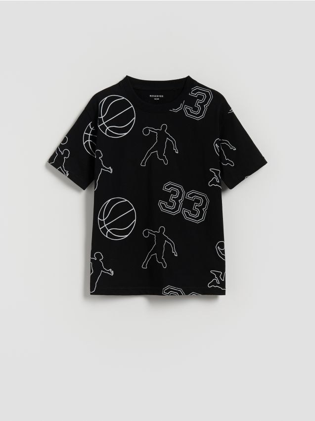 Reserved - Tricou din bumbac cu imprimeu - negru