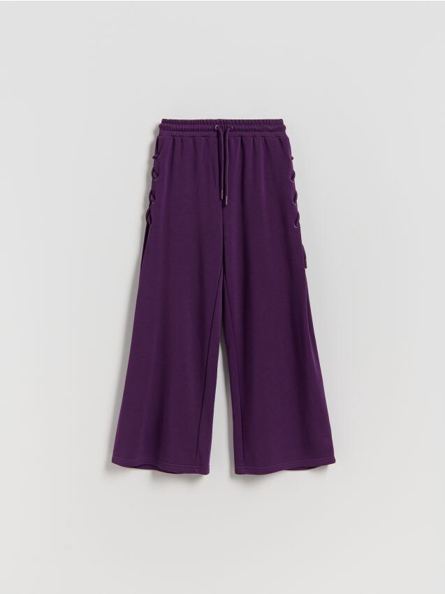 Reserved - Pantaloni largi cu șnur - violet-închis