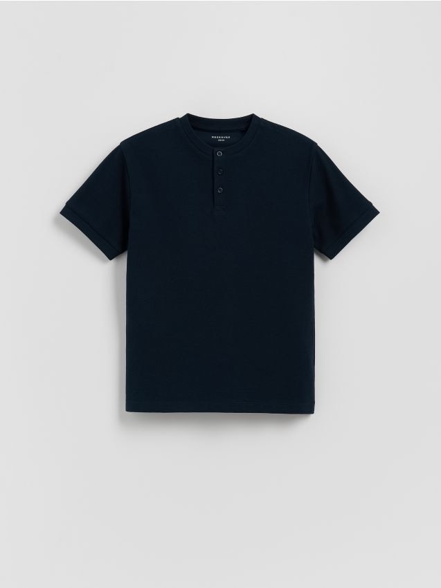 T-shirt henley en coton - RESERVED