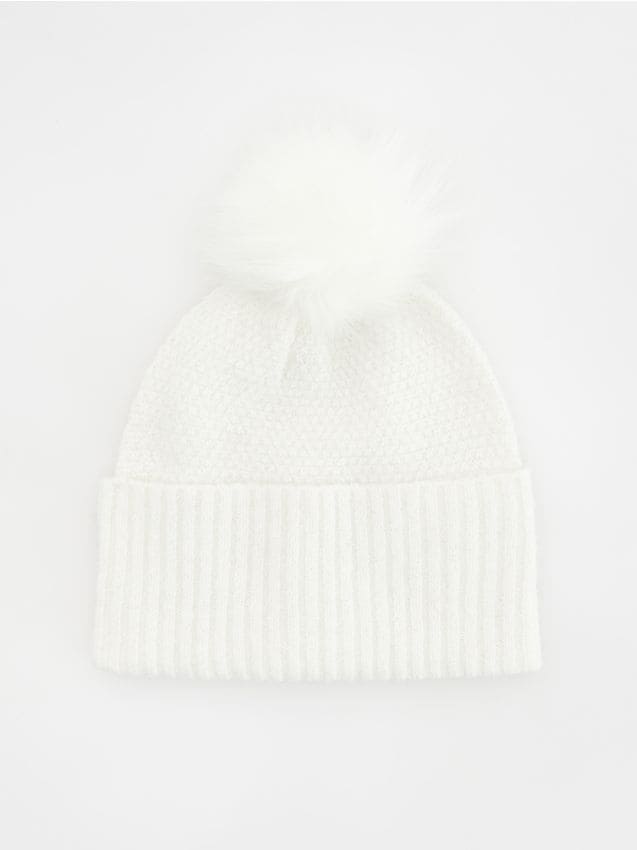 Reserved - Căciulă beanie cu pompon - crem