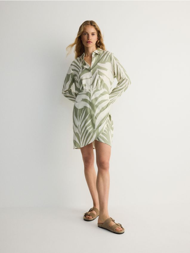 Reserved - ladies` dress - verde-pal