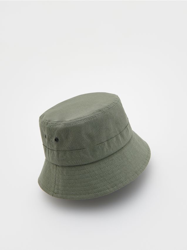 Reserved - bucket hat din bumbac - verde-oliv