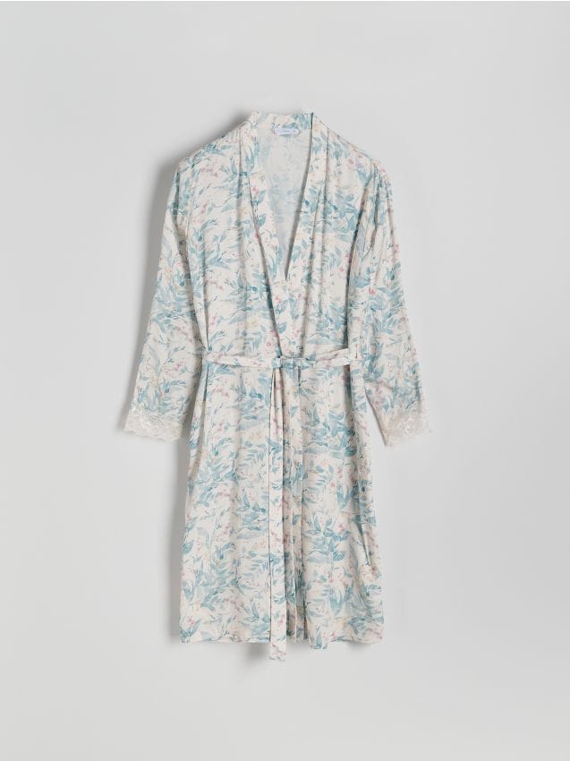 Reserved - LADIES` DRESSING GOWN - crem