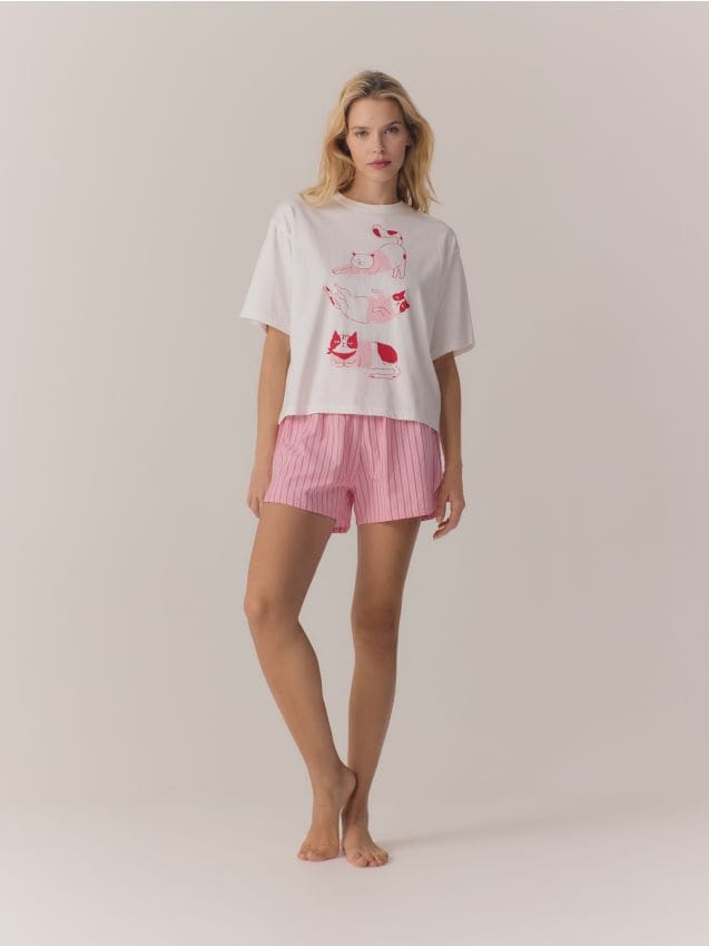 Bedrucktes Pyjama-Set aus Baumwolle - RESERVED