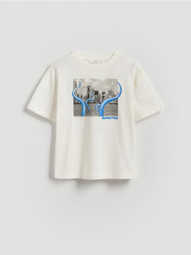 Cotton T-shirt with print - RESERVED