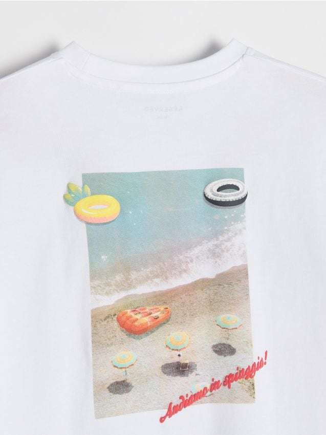 Reserved - Tricou oversized cu imprimeu - alb
