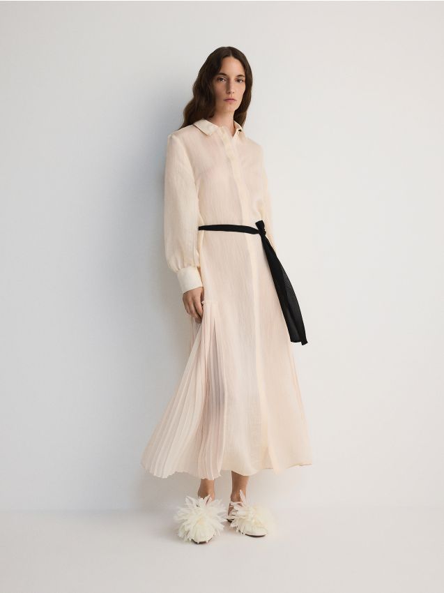 Reserved - rochie maxi cu adaos de lyocell - nude