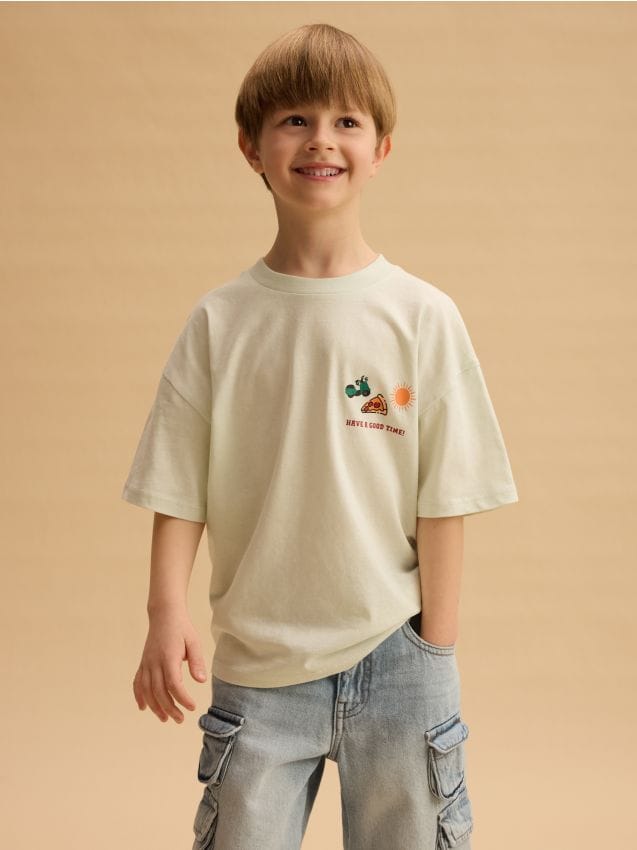 Cotton T-shirt with print - RESERVED