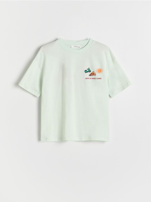 Cotton T-shirt with print - RESERVED