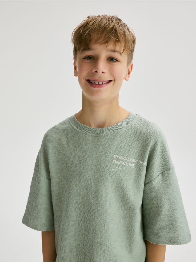 Reserved - Tricou oversized - albastru-verzui