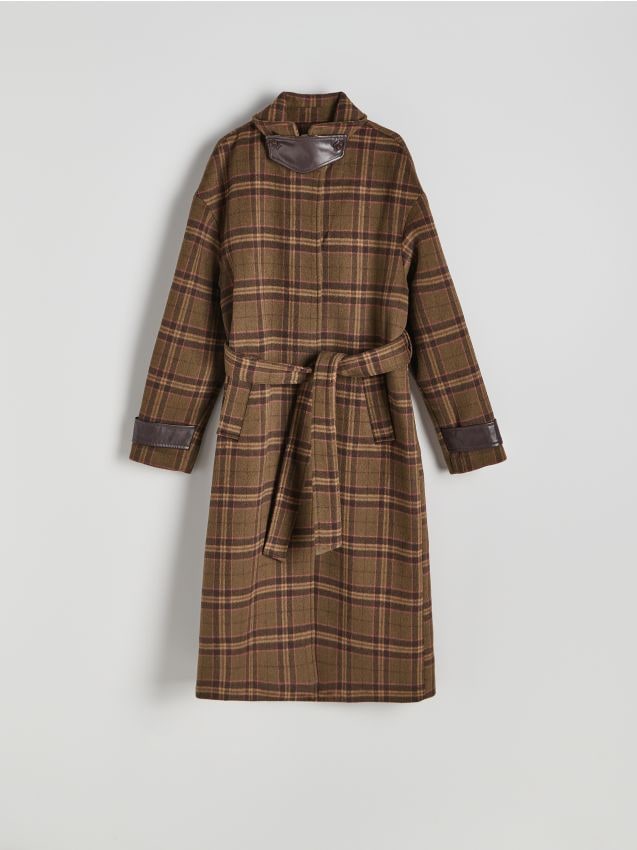 Self-tie belt coat with wool blend - RESERVED