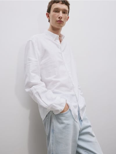 Regular fit linen rich shirt