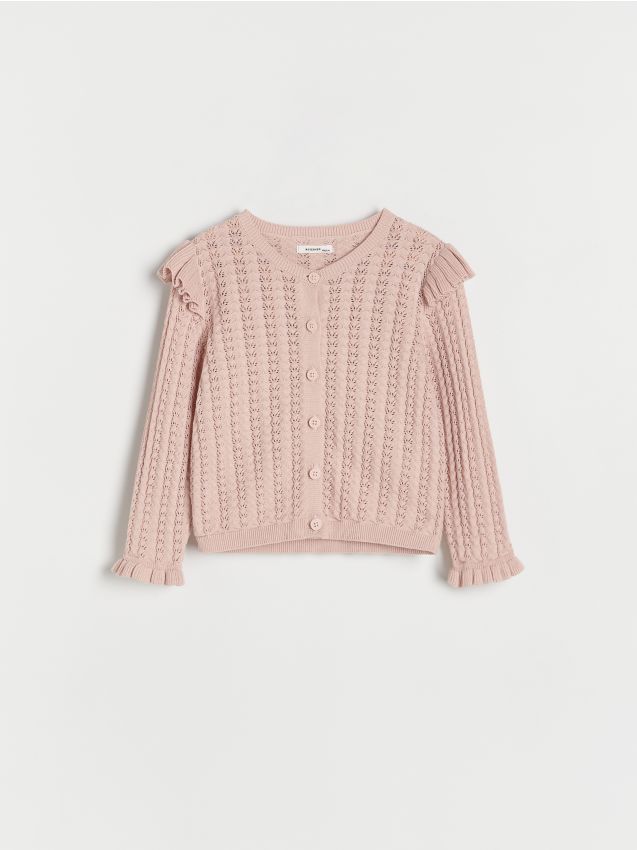 Reserved - cardigan ajurat - roz-pastel