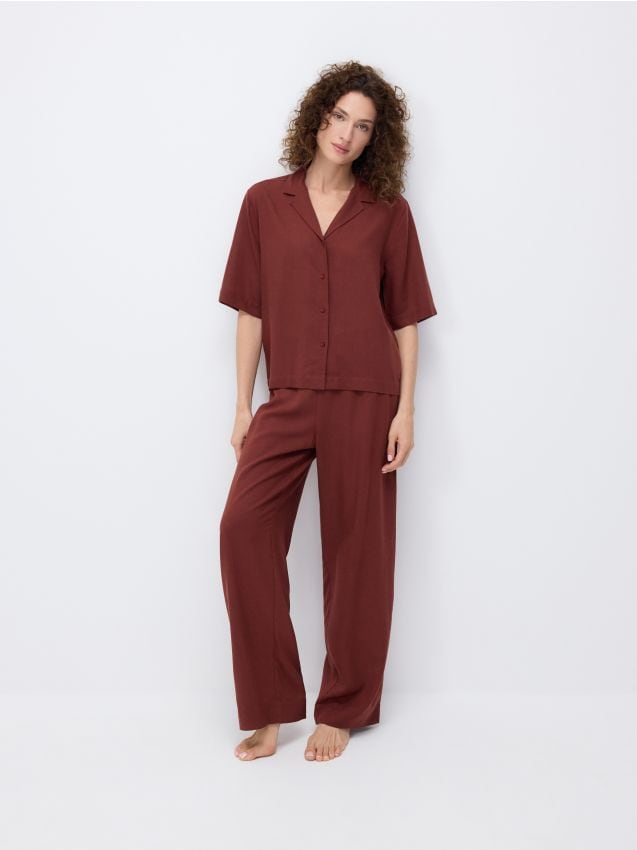 Two piece pyjama set with linen blend - RESERVED