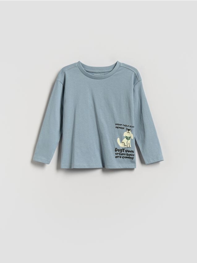 Reserved - Tricou cu mânecă lungă, din bumbac - albastru