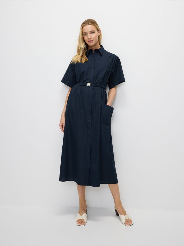 Reserved - rochie tip cămașă oversize - bleumarin