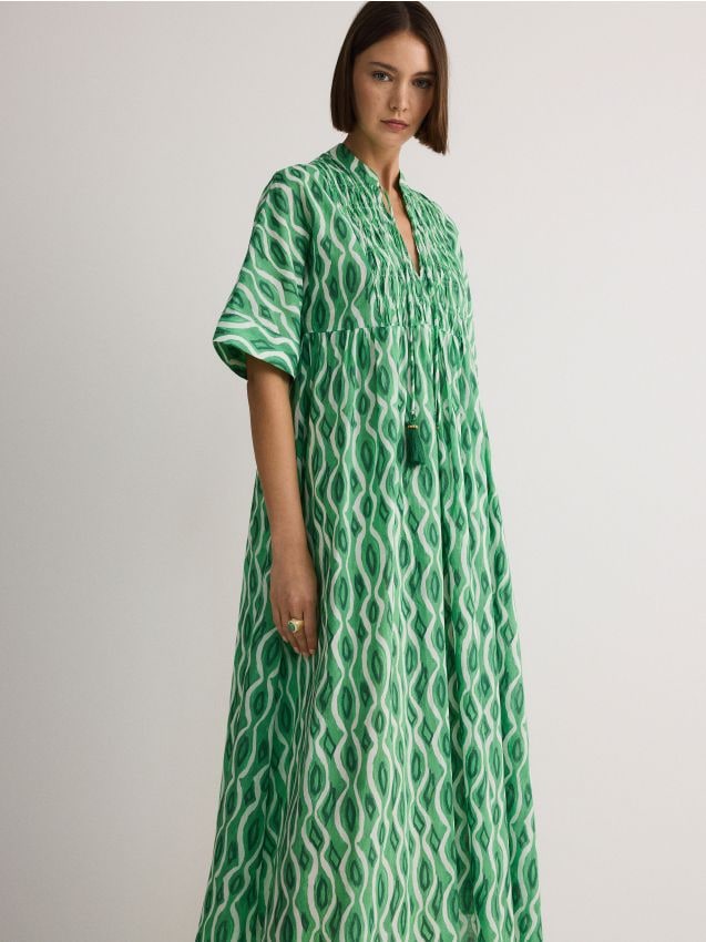 Reserved - Rochie oversize din bumbac - verde-aprins