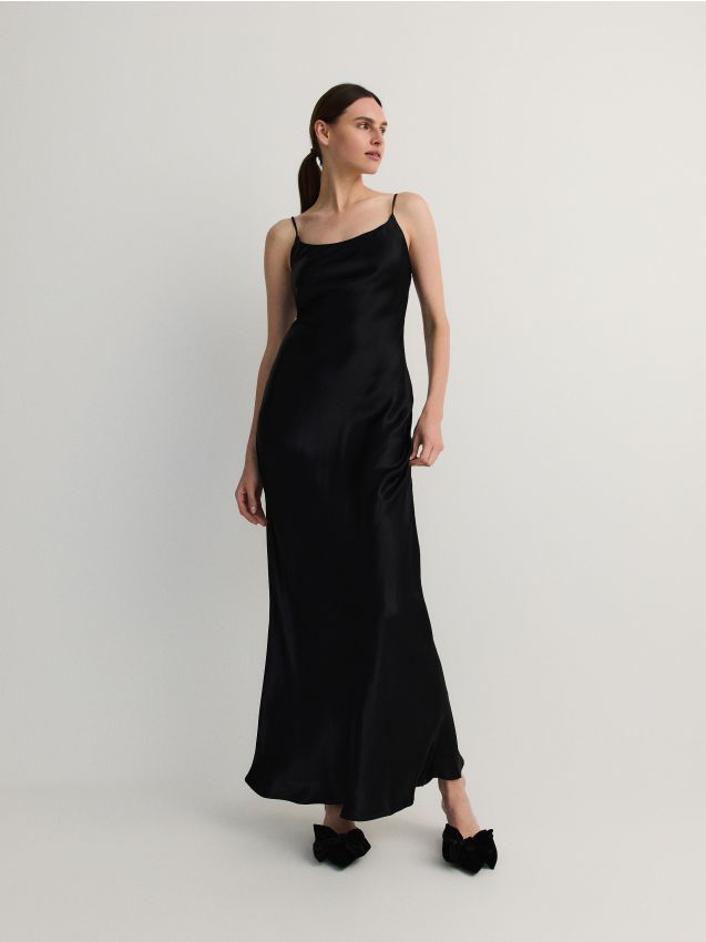 Satin viscose maxi dress - RESERVED