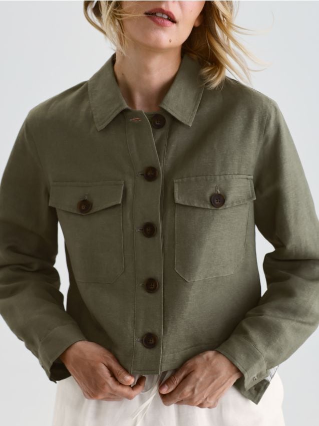 Linen rich cropped jacket - RESERVED