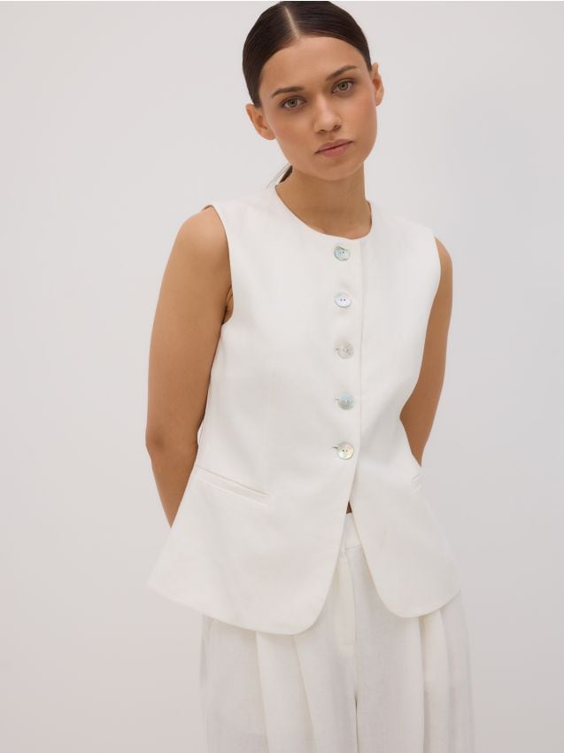 Linen blend tailored vest - RESERVED
