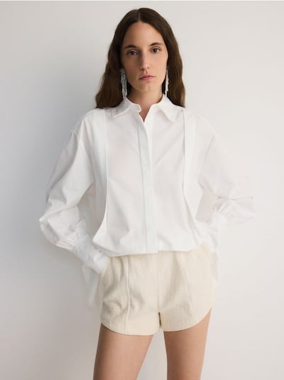 Cotton rich fabric shorts