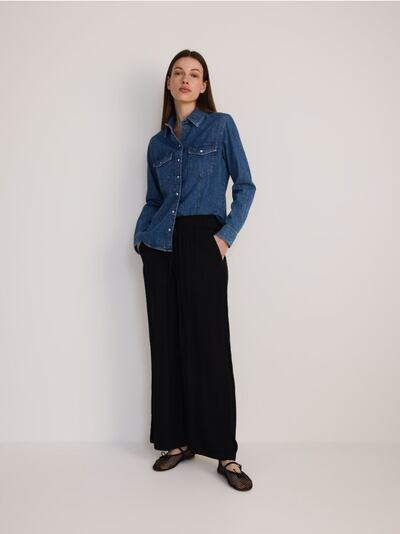 Wide leg viscose trousers