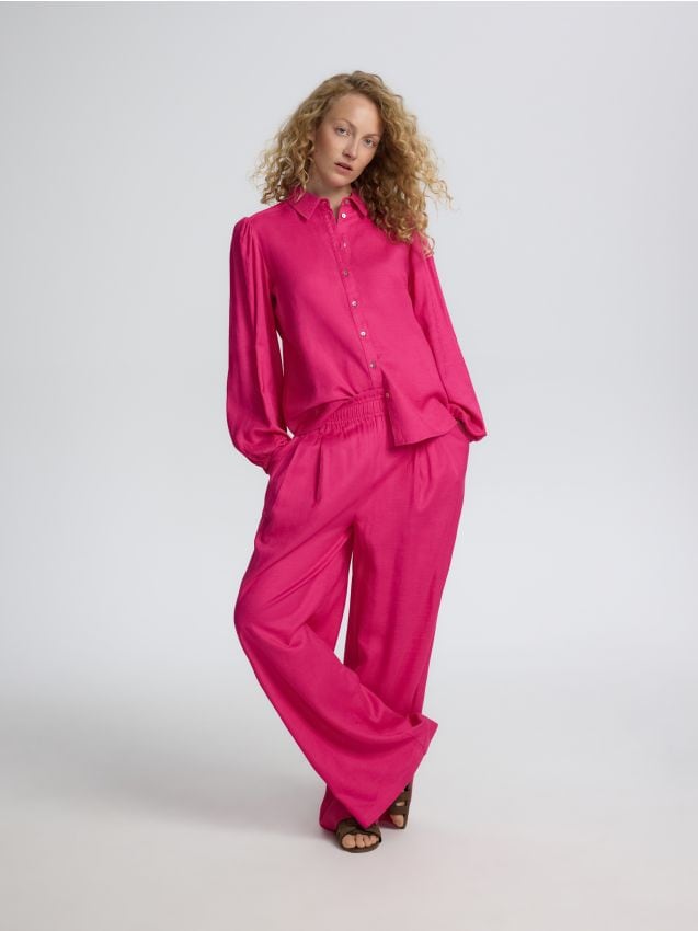 Linen rich wide leg trousers - RESERVED