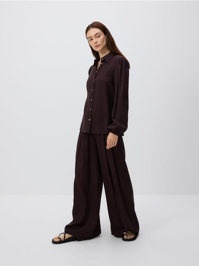 Linen rich wide leg trousers - RESERVED