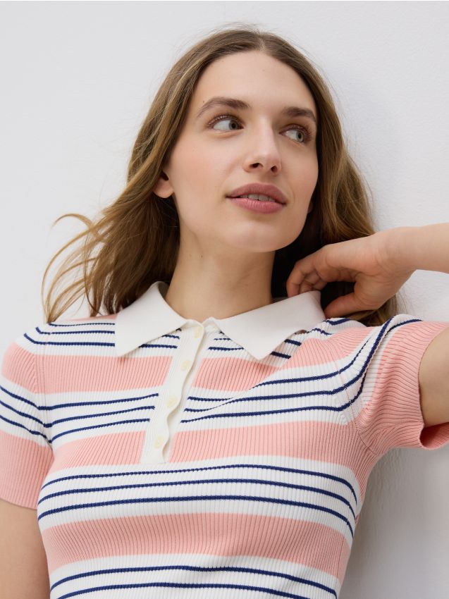 Blouse with a polo collar