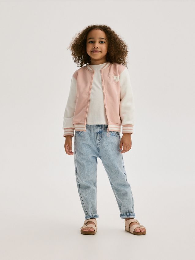 Reserved - bluză sport bomber cu detaliu brodat - roz-pastel