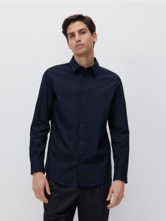 Reserved - Cămașă slim fit din bumbac - bleumarin
