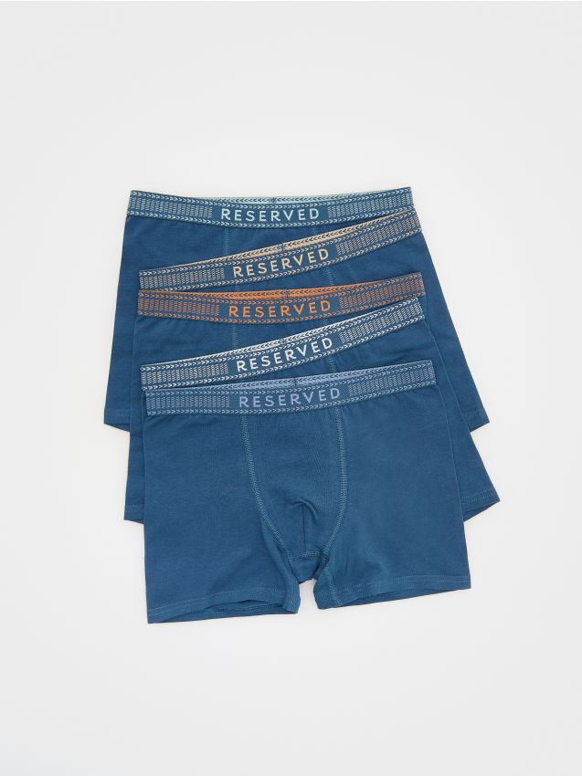 Reserved - Set de 5 perechi de boxeri din material majoritar bumbac - bleumarin