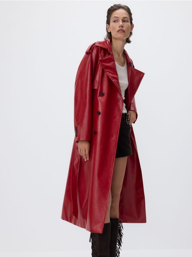 Leather imitation trench coat - RESERVED