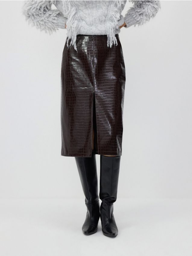 Faux leather midi skirt - RESERVED