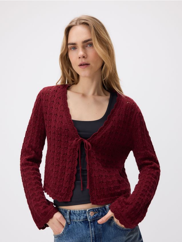 Reserved - Cardigan cu model ajurat - maro