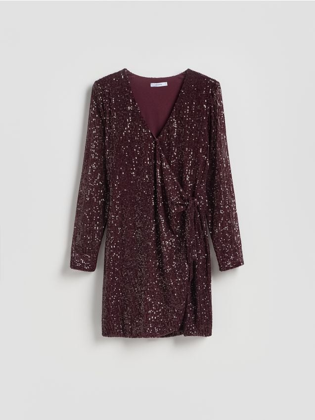 Reserved - Rochie mini cu paiete - mahon