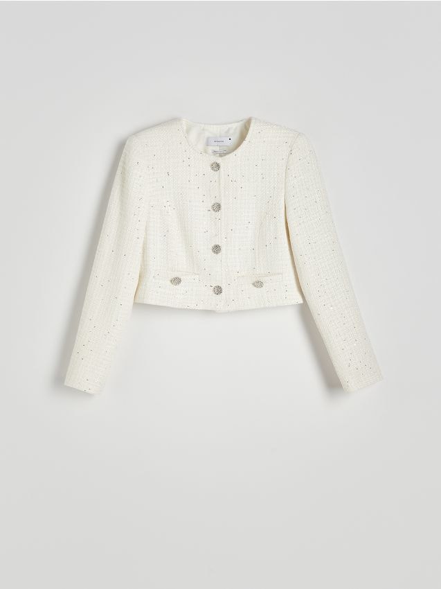 Korte blazer van boucléstof - RESERVED