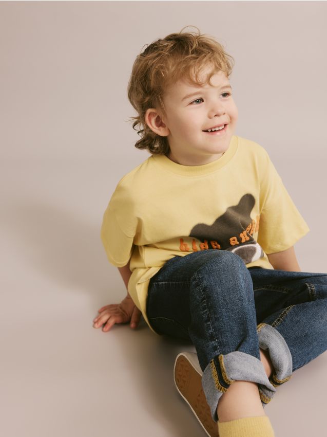 Reserved - tricou oversized - galben-pal